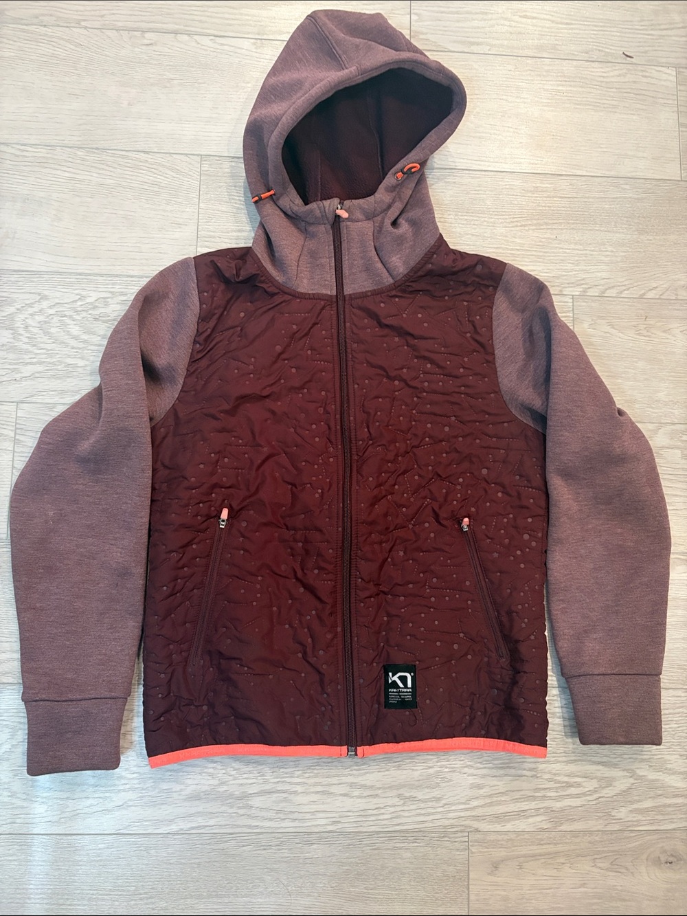 Woman’s Quilted Hooded Jacket - Maroon/Purple